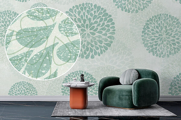 Papel de parede com círculos e flores Papel de parede com círculos e flores