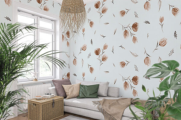 Papel de parede Papel de parede Padrão de flores e folhas (REF: u98963)