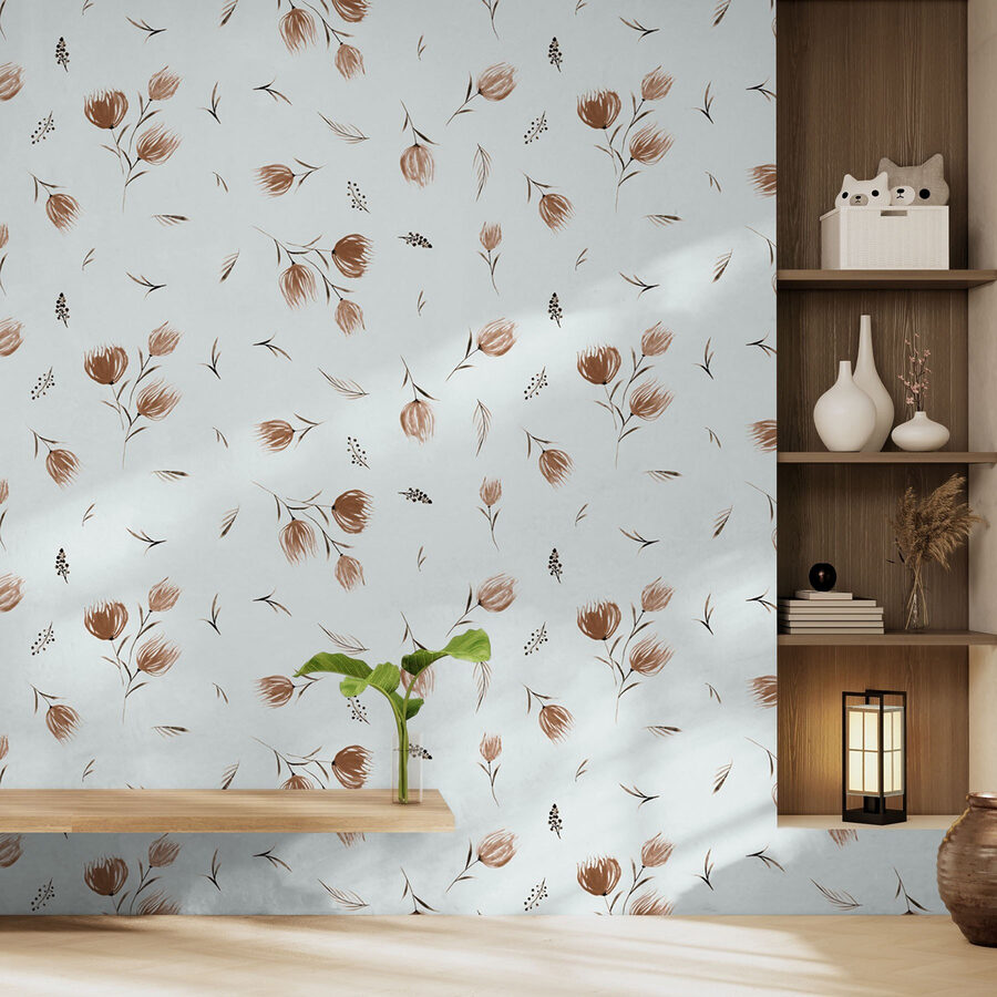 Papel de parede Padrão de flores e folhas - Image 2