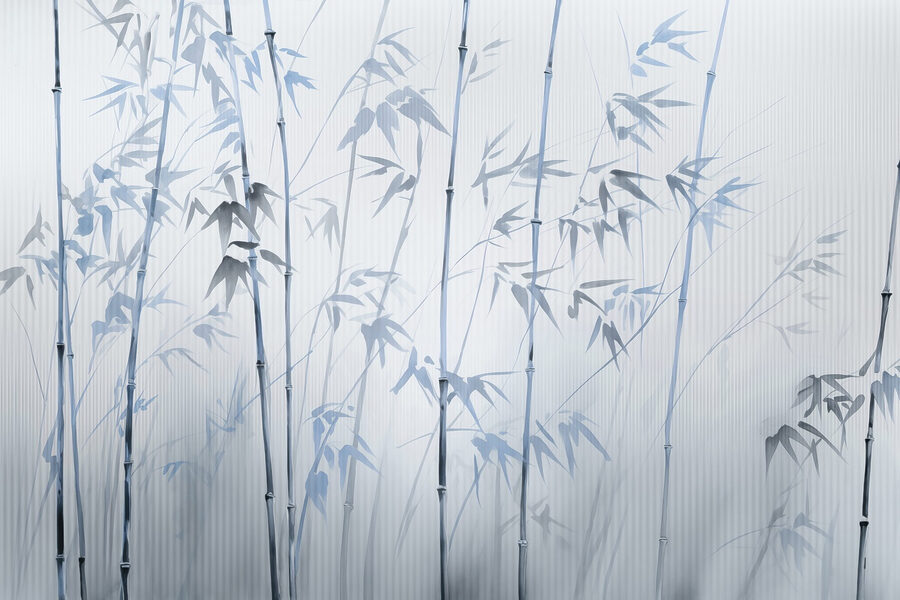 Silhuetas de bambu suaves em tons suaves
