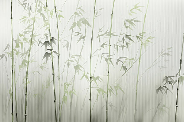 Caules de bambu com folhas pintadas Caules de bambu com folhas pintadas
