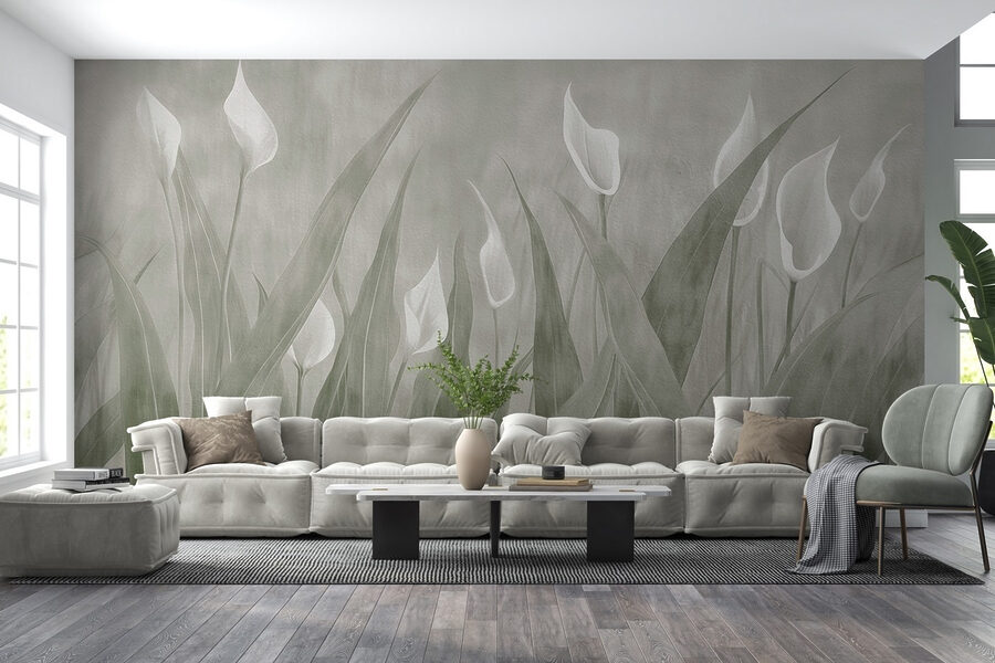 Papel de parede Flores delicadas em tons suaves.
