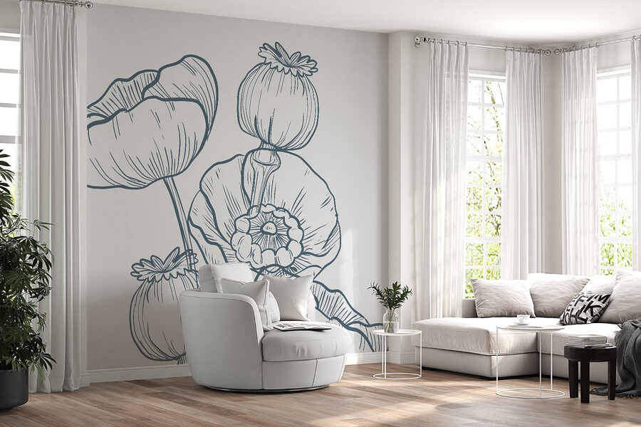 Desenho de flores e botões