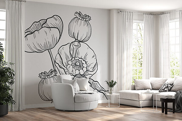Desenho de flores sobre um fundo branco Desenho de flores sobre um fundo branco