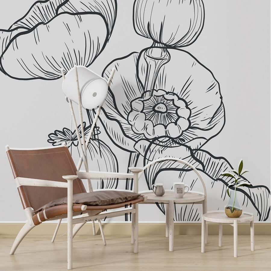 Papel de parede Desenho de flores sobre um fundo branco - Image 2