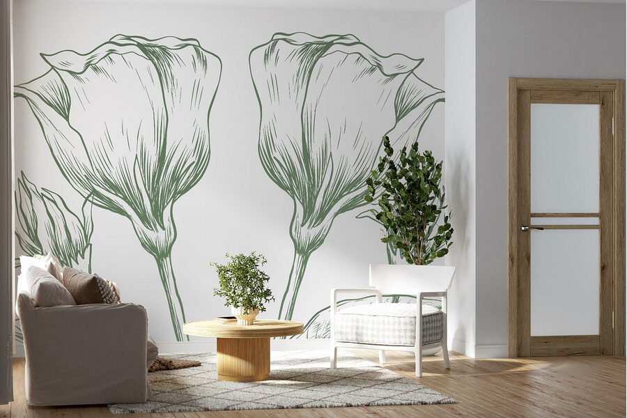 Desenho de flores e folhas