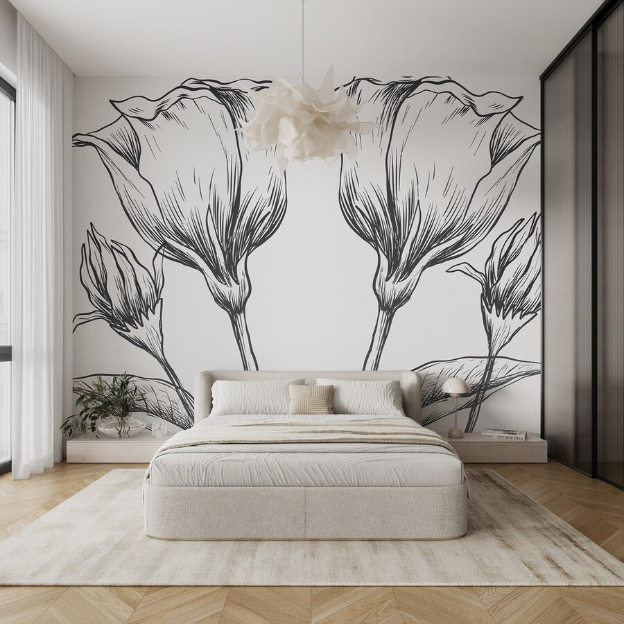Desenho de flores sobre um fundo branco