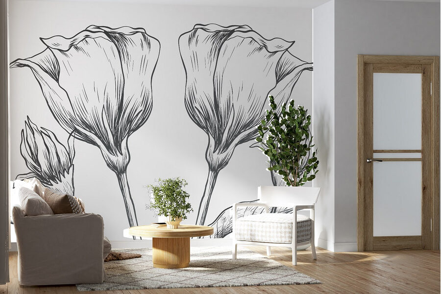 Desenho de flores sobre um fundo branco