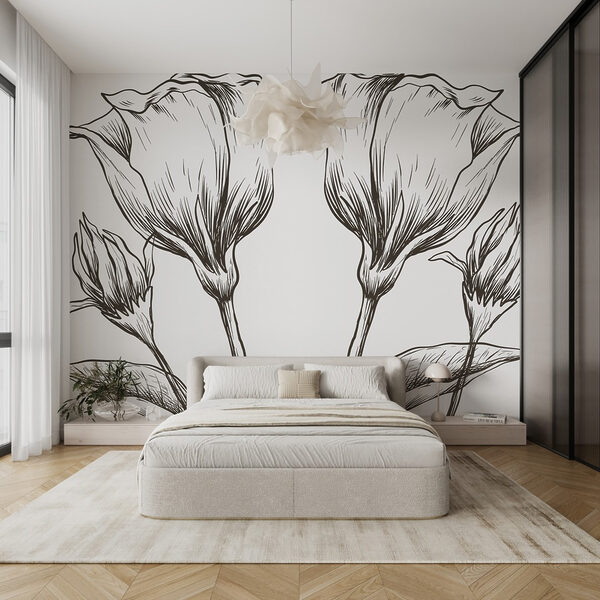 Desenho de flores sobre um fundo branco Desenho de flores sobre um fundo branco