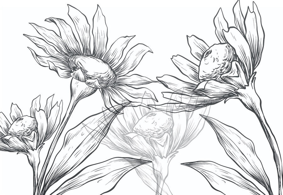 Papel de parede Desenho de flores com folhas - Image 3