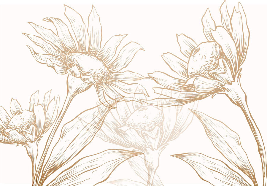 Papel de parede Desenho de flores e folhas - Image 3