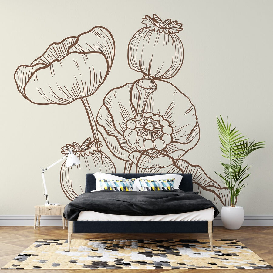 Desenho de flores sobre um fundo branco