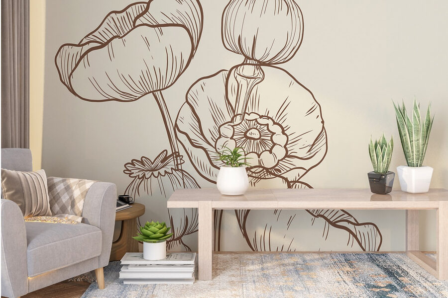 Desenho de flores sobre um fundo branco
