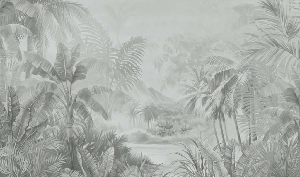 Imagem em escala de cinzentos de uma floresta tropical Imagem em escala de cinzentos de uma floresta tropical