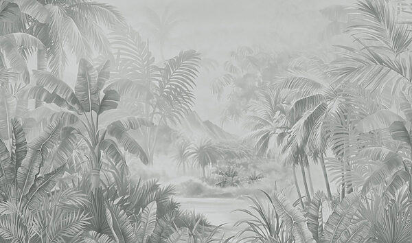 Imagem em escala de cinzentos de uma floresta tropical Imagem em escala de cinzentos de uma floresta tropical