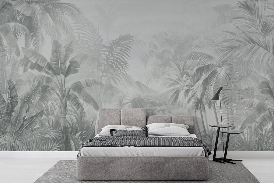 Papel de parede Imagem em escala de cinzentos de uma floresta tropical - Image 2