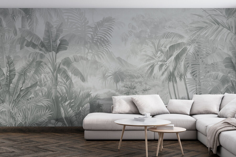 Papel de parede Imagem em escala de cinzentos de uma floresta tropical - Image 4