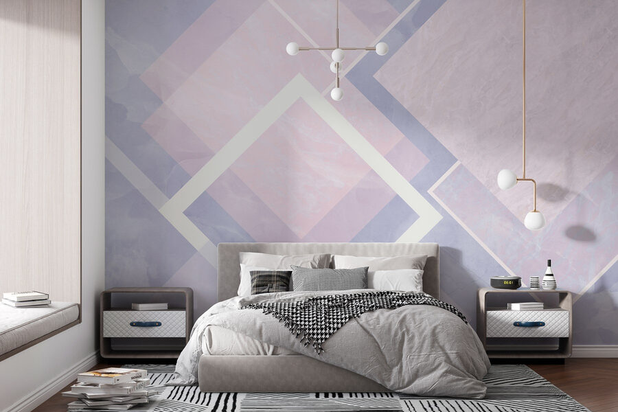 Composição de desenho geométrico abstrato em pastel.