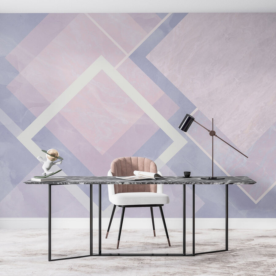 Composição de desenho geométrico abstrato em pastel.