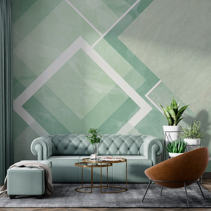 Azulejo verde e branco com linhas brancas