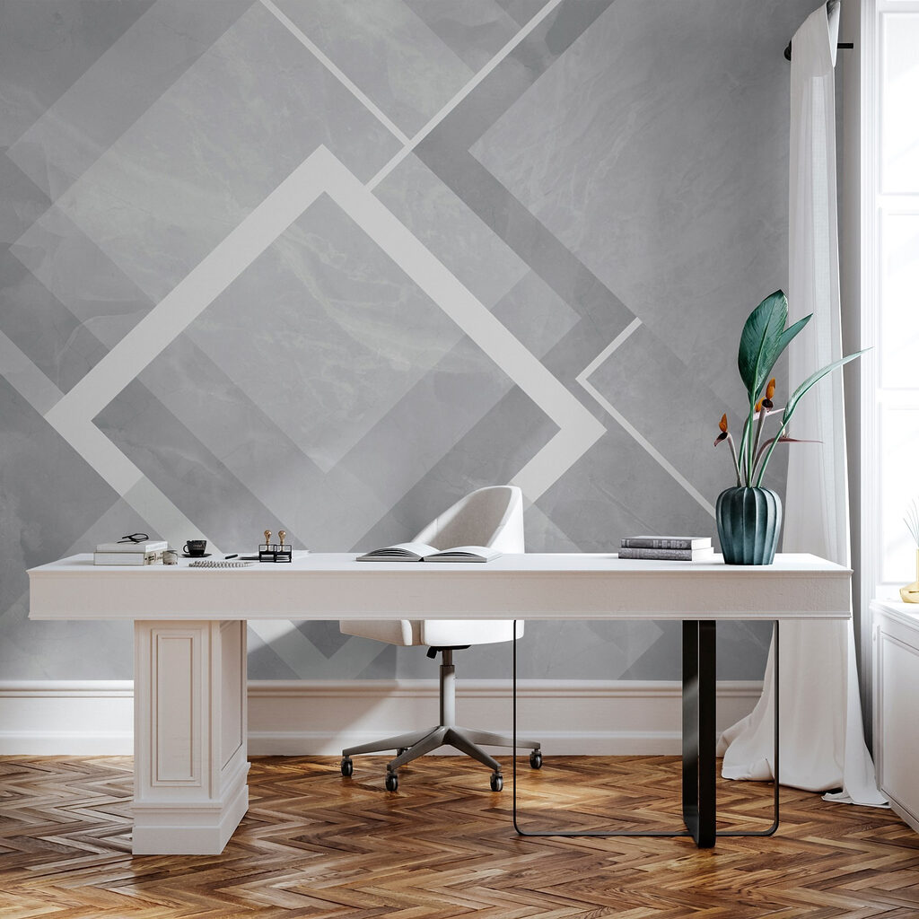 Grey and white background with white squares