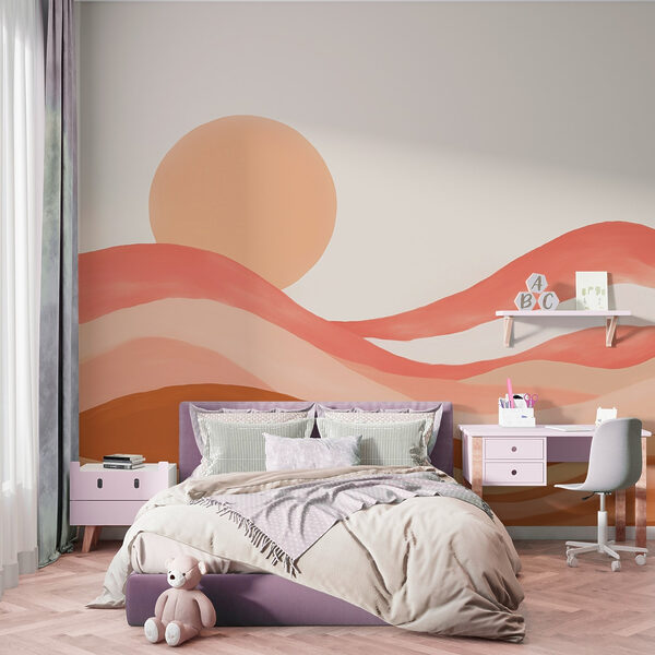 Pintura de um deserto com um sol Pintura de um deserto com um sol