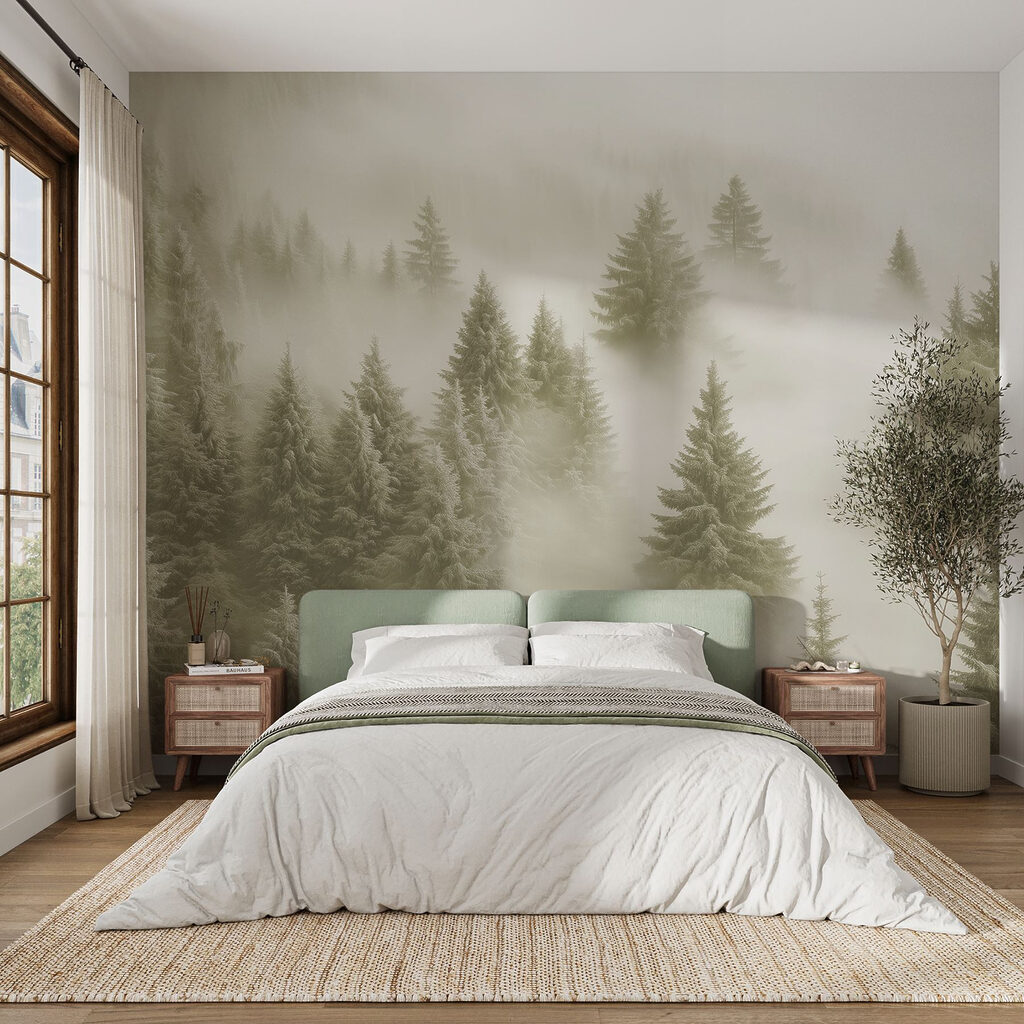 Group of trees in the fog