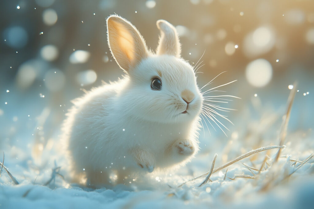 Coelhinho branco na neve Coelhinho branco na neve