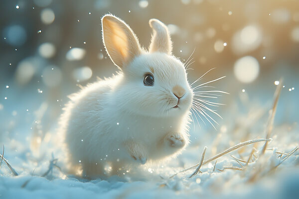 Coelhinho branco na neve Coelhinho branco na neve