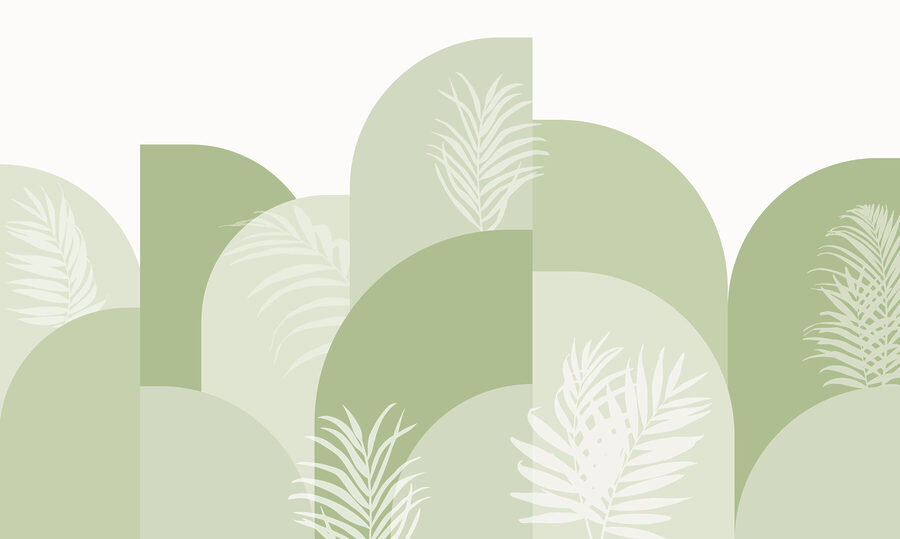 Fundo verde e branco com folhas brancas
