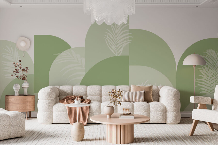 Fundo verde e branco com folhas brancas