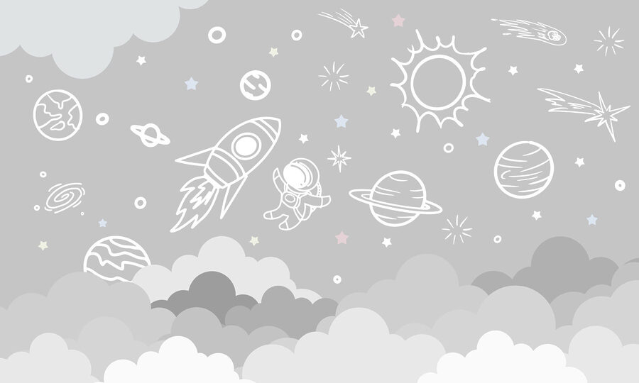 Cena espacial com nuvens e estrelas