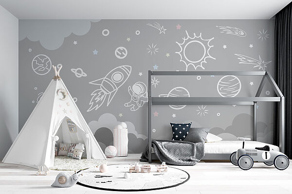 Cena espacial com nuvens e estrelas Cena espacial com nuvens e estrelas