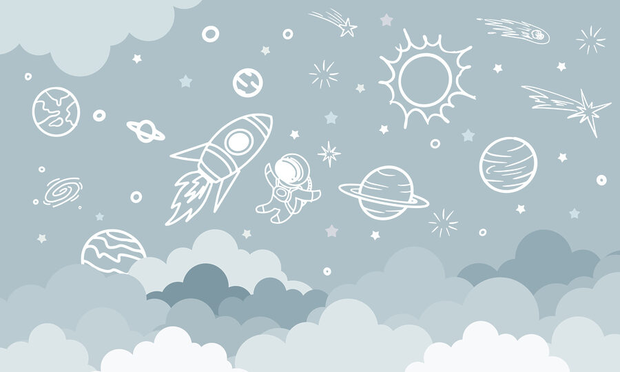 Cena espacial com nuvens e estrelas Cena espacial com nuvens e estrelas
