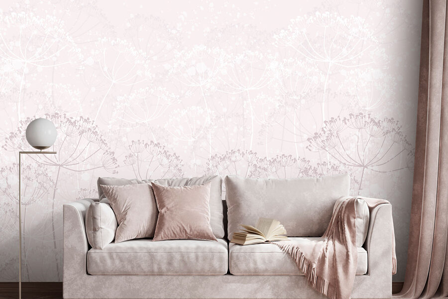 Padrão floral branco e cor-de-rosa