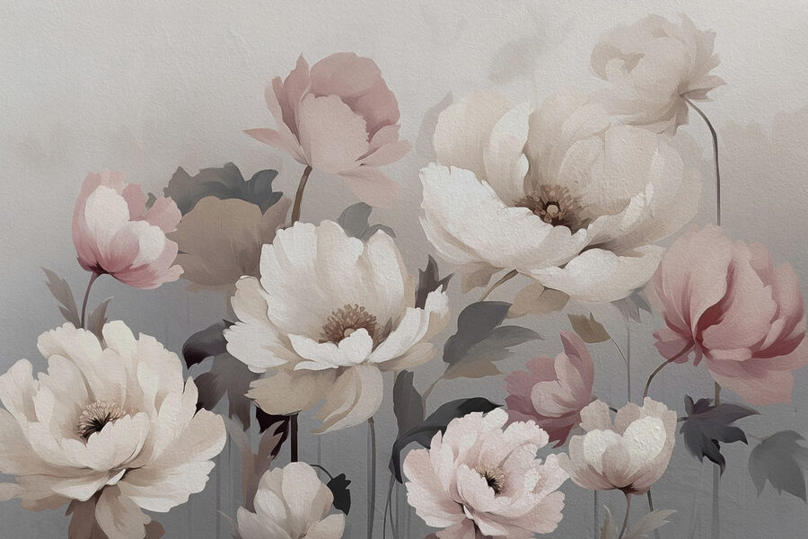 Pintura de flores numa parede