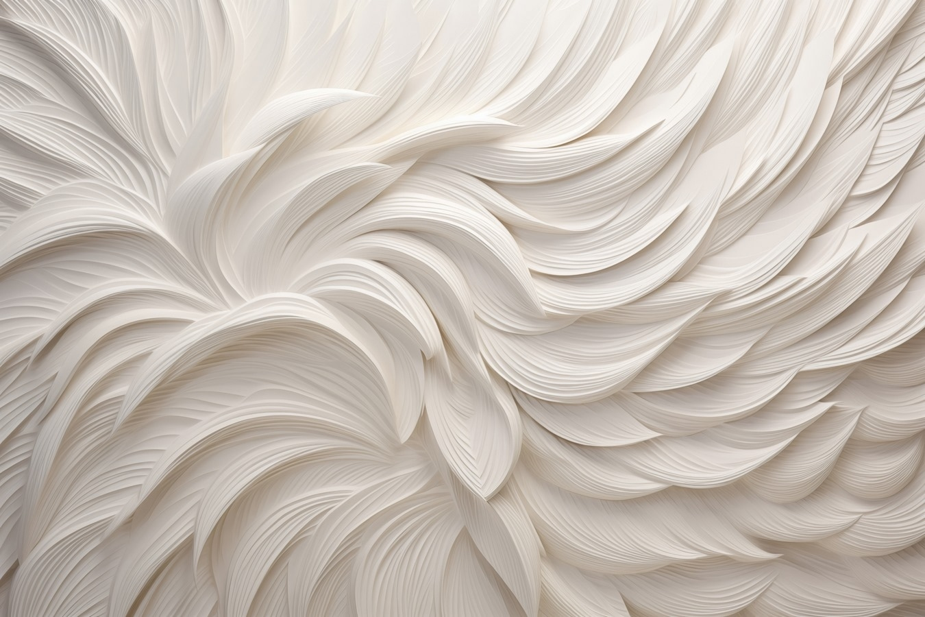 White textured surface with white feathers