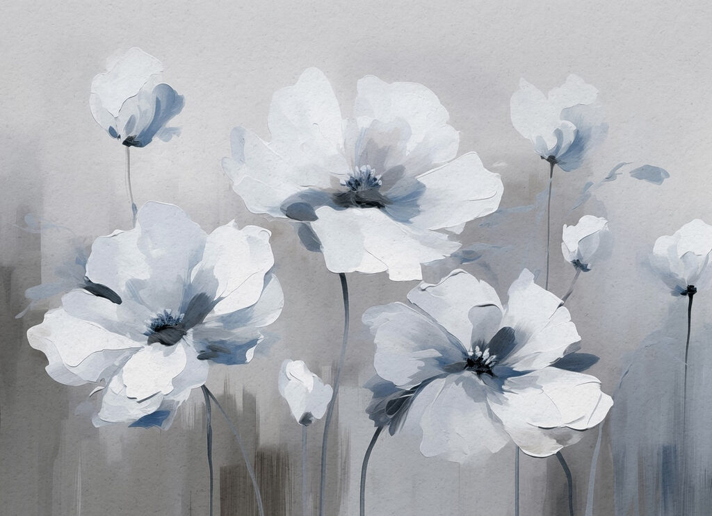 Pintura de flores brancas Pintura de flores brancas