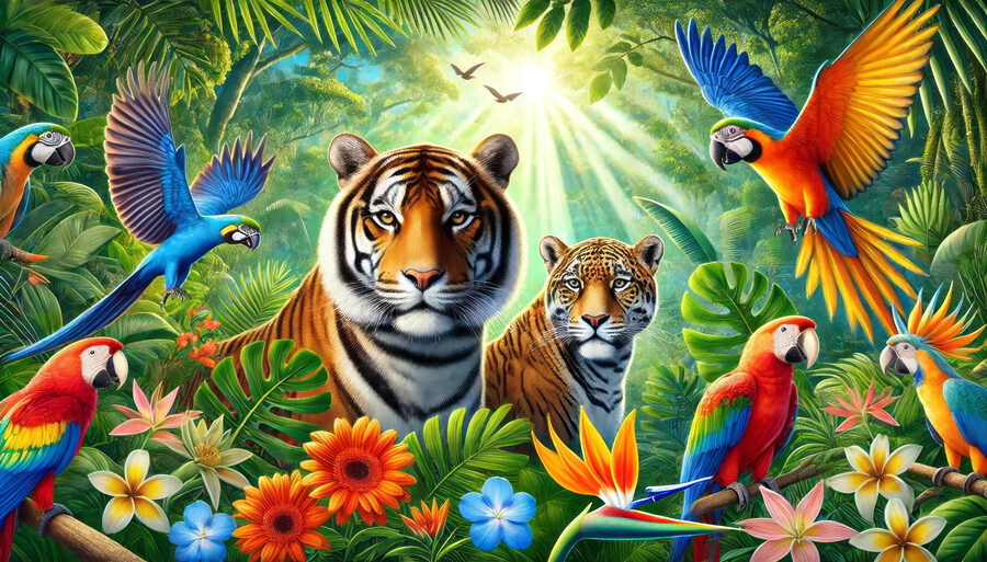 Grupo de animais na selva