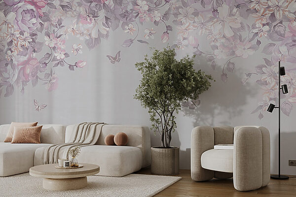 Padrão floral com borboletas Padrão floral com borboletas