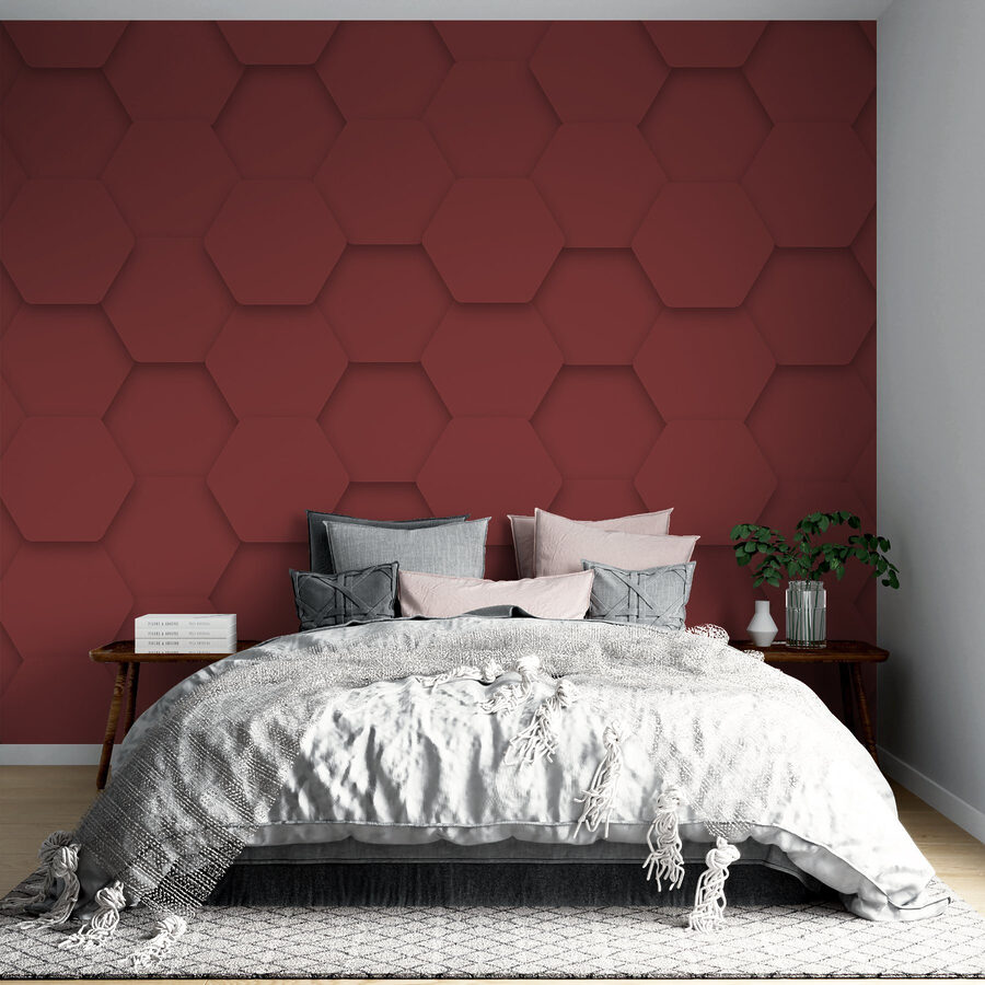 Hexágonos vermelhos numa superfície