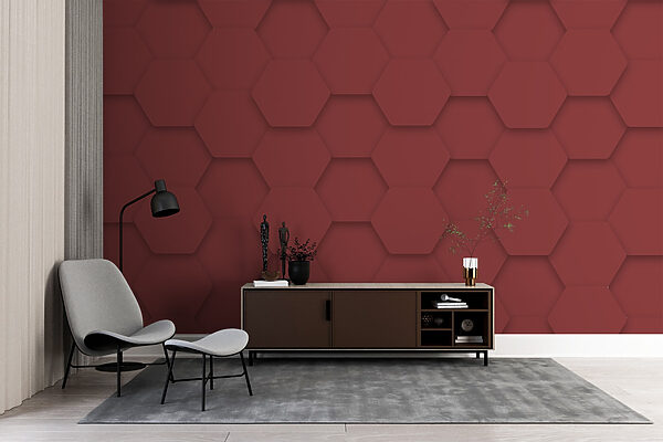 Hexágonos vermelhos numa superfície Hexágonos vermelhos numa superfície