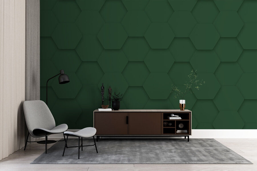 Hexágonos verdes numa superfície Hexágonos verdes numa superfície
