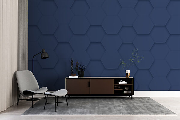 Hexágonos azuis numa superfície Hexágonos azuis numa superfície
