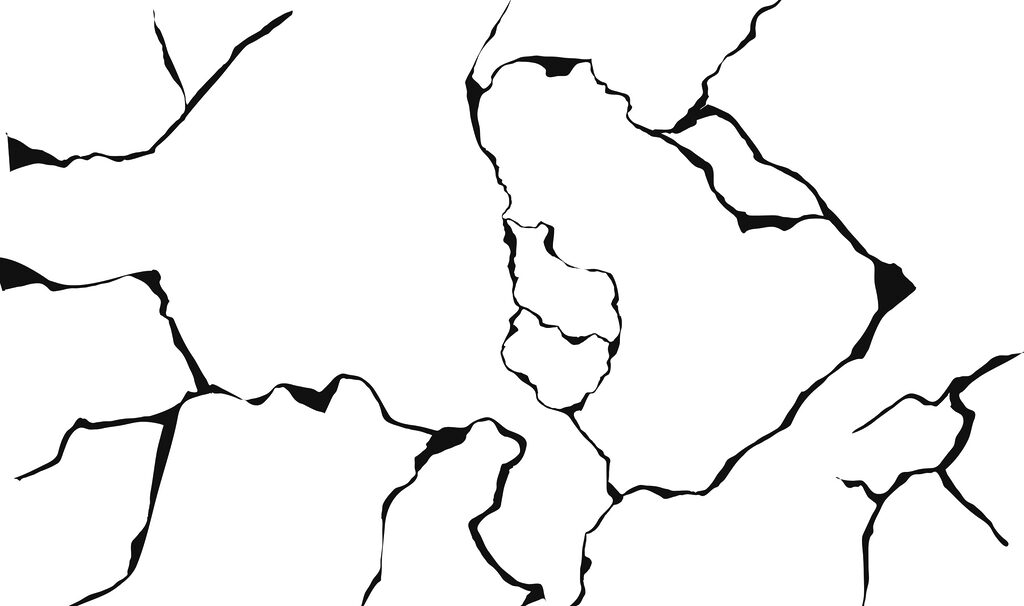 Desenho a preto e branco de uma superfície fissurada Desenho a preto e branco de uma superfície fissurada