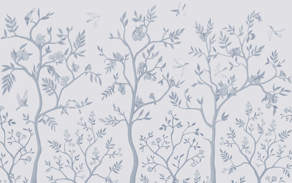 Papel de parede com pássaros e árvores Papel de parede com pássaros e árvores