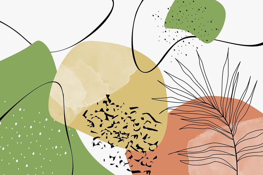 Arte colorida com formas pretas e verdes