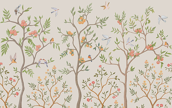 Papel de parede com pássaros e árvores Papel de parede com pássaros e árvores