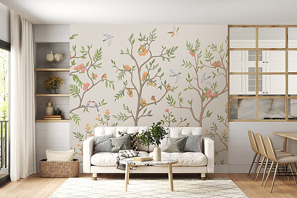 Papel de parede com pássaros e árvores Papel de parede com pássaros e árvores