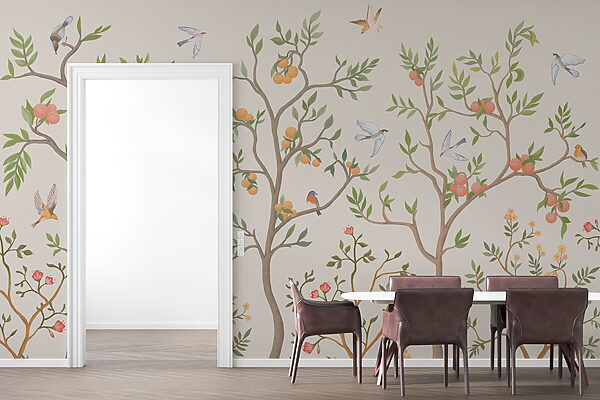 Papel de parede com pássaros e árvores Papel de parede com pássaros e árvores